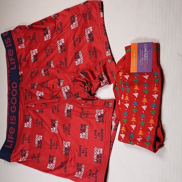 LIfe is Good Holiday Boxers Brief with Holiday Socks Bundle - Picture 1 of 5